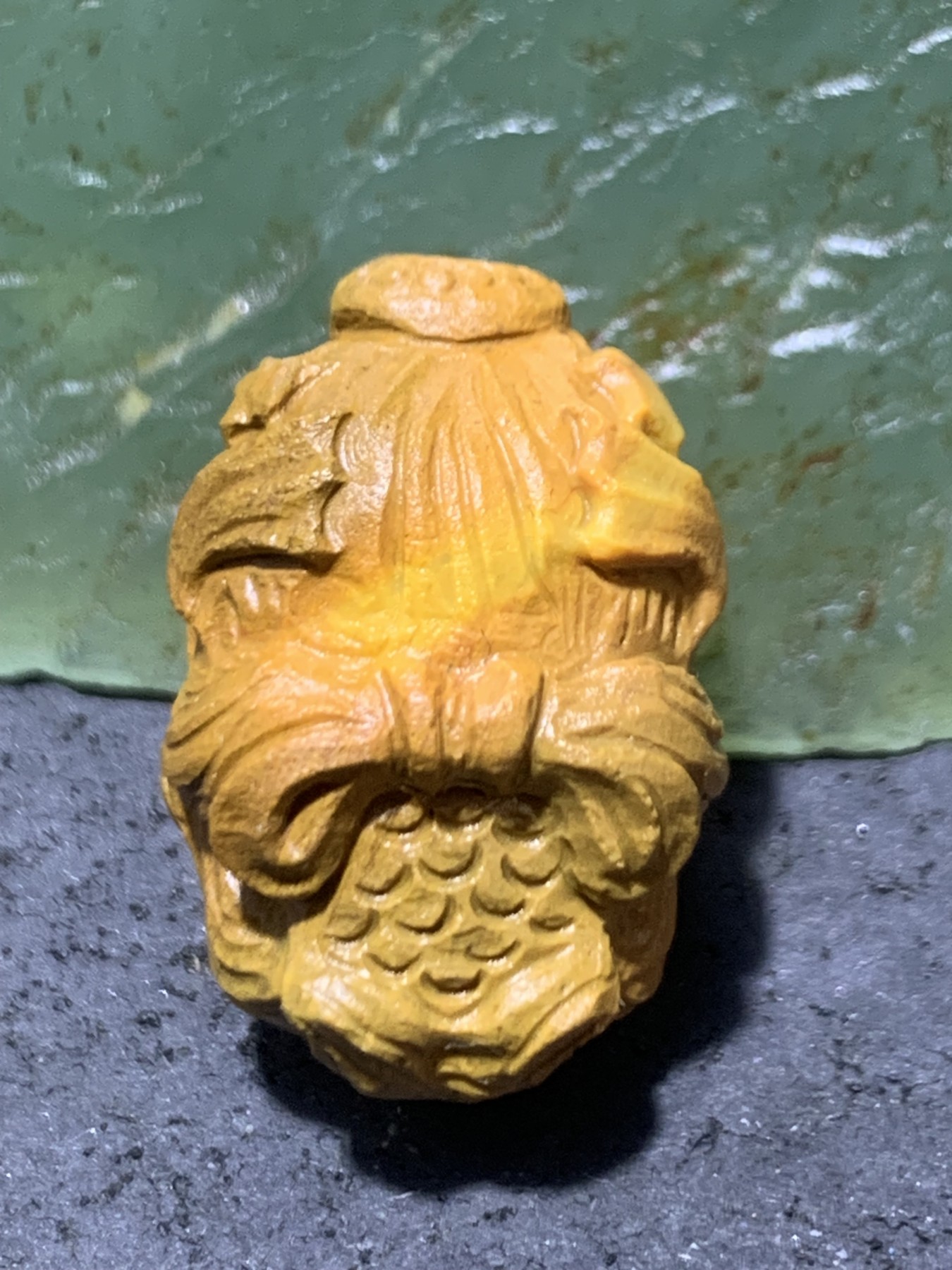 精美亚光戈壁彩玉手工雕刻小美人鱼珠子一个！