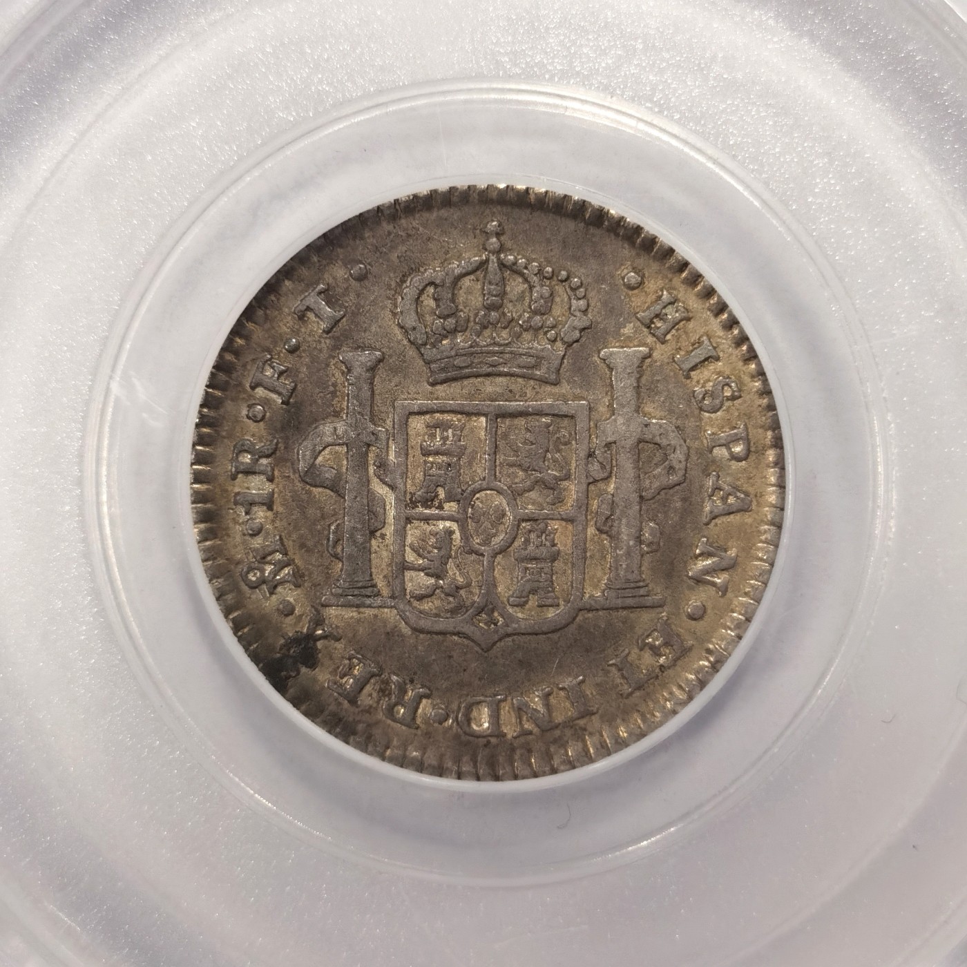 博洋堂世界钱币拍卖第164期（全场包邮） 公博 AU50 西属墨西哥1803年MO FT卡洛斯四世1R双柱银币，少见1里亚尔辅币