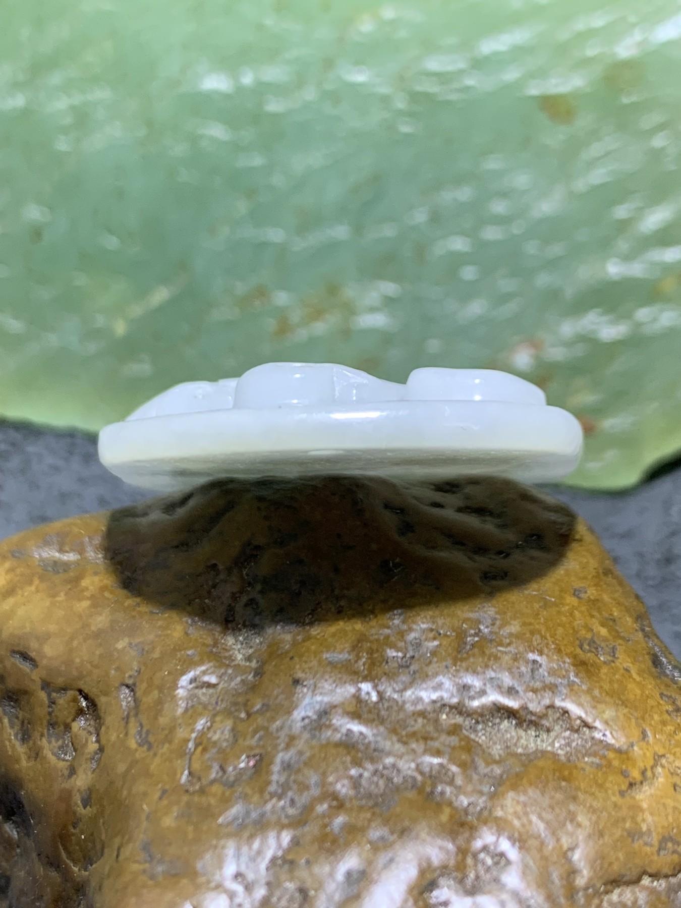天然A货翡翠雕刻龟鹤延年牌子一个！