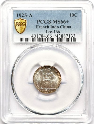 凡希社世界钱币微拍第二百五十二期 - 荐！1925A法属印度支那10分银毫PCGS-MS66+淡彩粉光品质惊人！