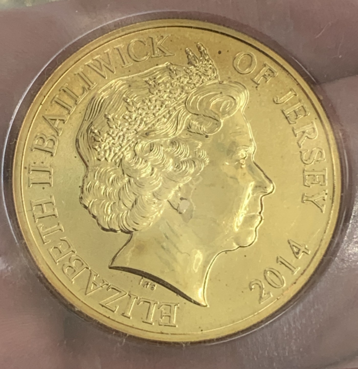 英属泽西岛2014年50便士(时代的反映2012-欢庆的一年)彩色克朗型纪念币  