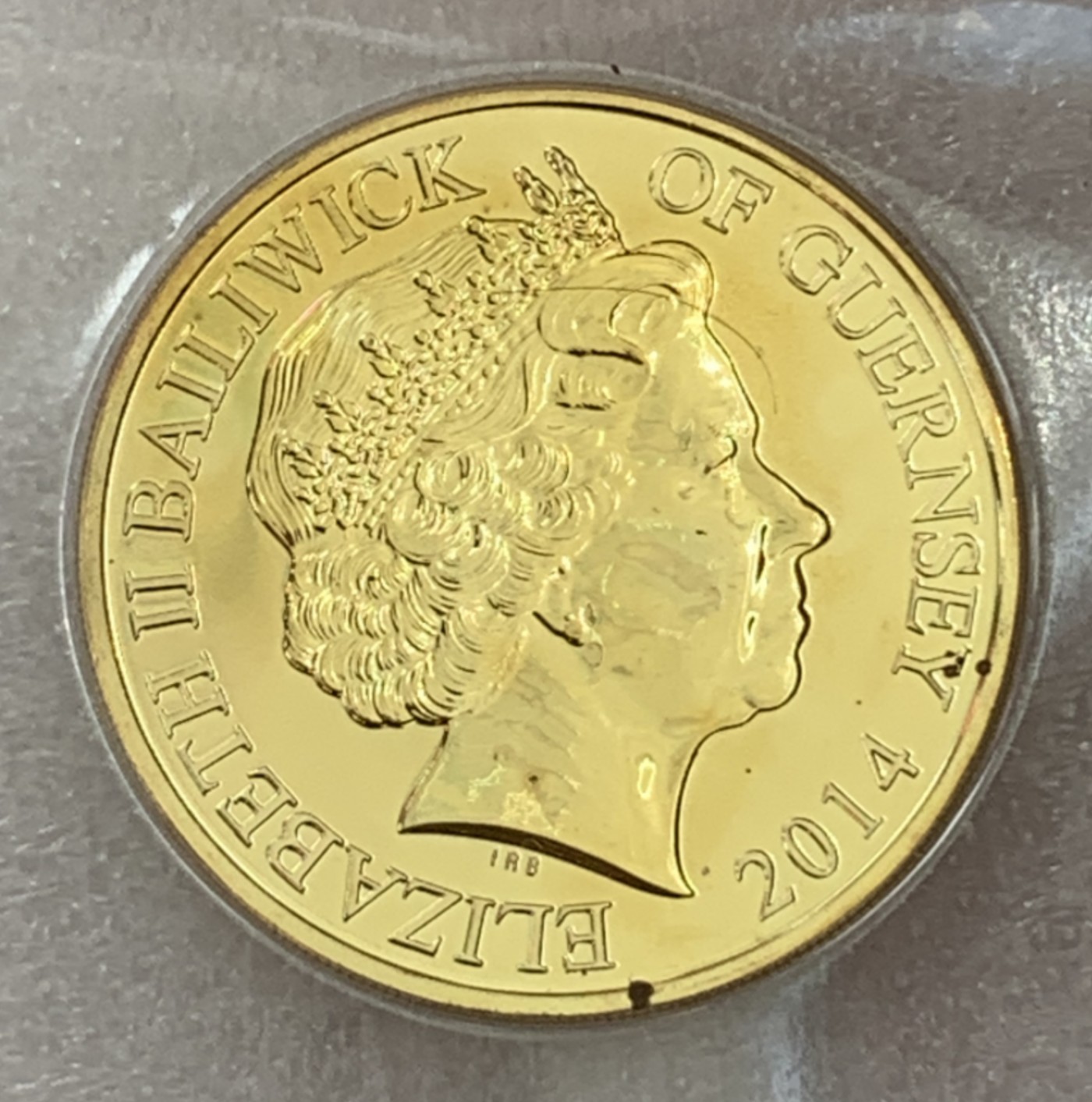 英属根西岛2014年50便士(对时代的反思 国葬)彩色克朗型纪念币 
