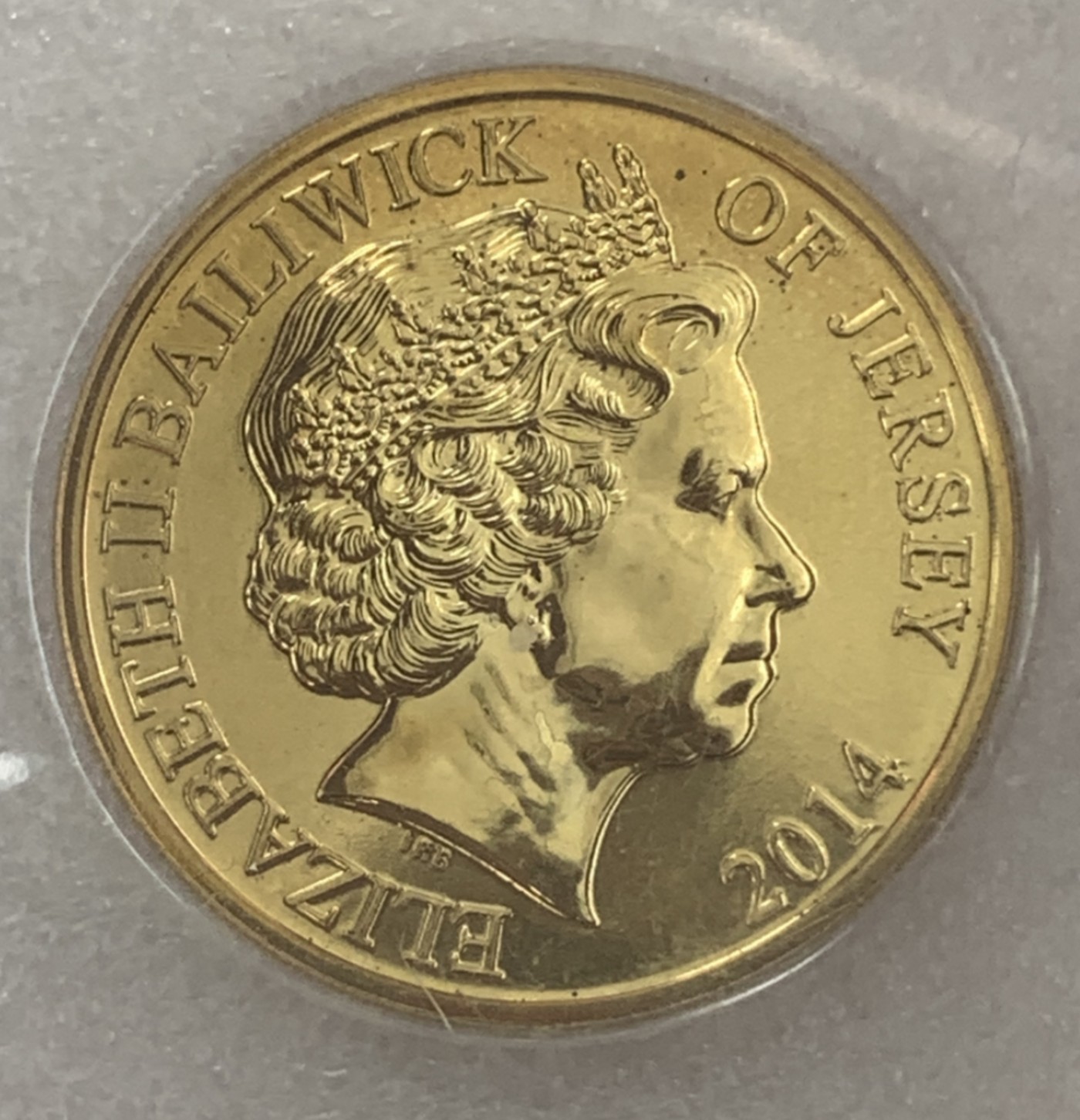 英属泽西岛2014年50便士(时代的反映2012-欢庆的一年)彩色克朗型纪念币  