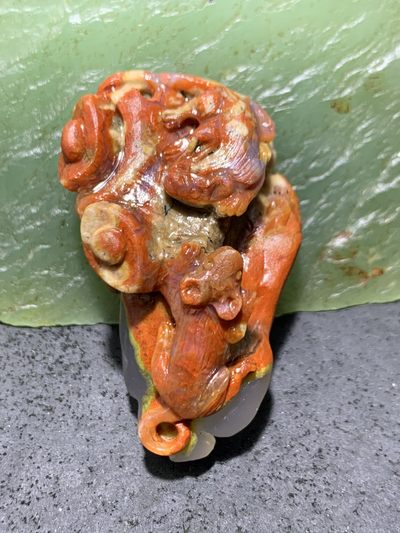 精美亚光北漂战国红玛瑙手工雕刻鼠来宝把件（吊坠）一个！ - 精美亚光北漂战国红玛瑙手工雕刻鼠来宝把件（吊坠）一个！