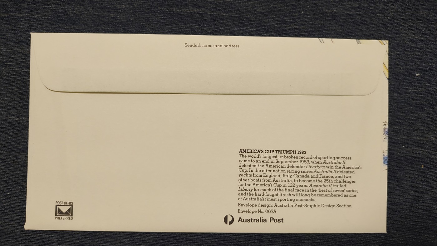 一月邮币社第七期拍卖国际邮票专场 1983年澳大利亚美国杯首日封和新封一对