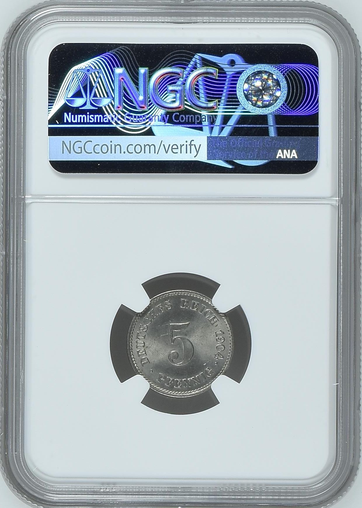 和十月告别 少见年份，1904E GERMANY 5分尼镍币