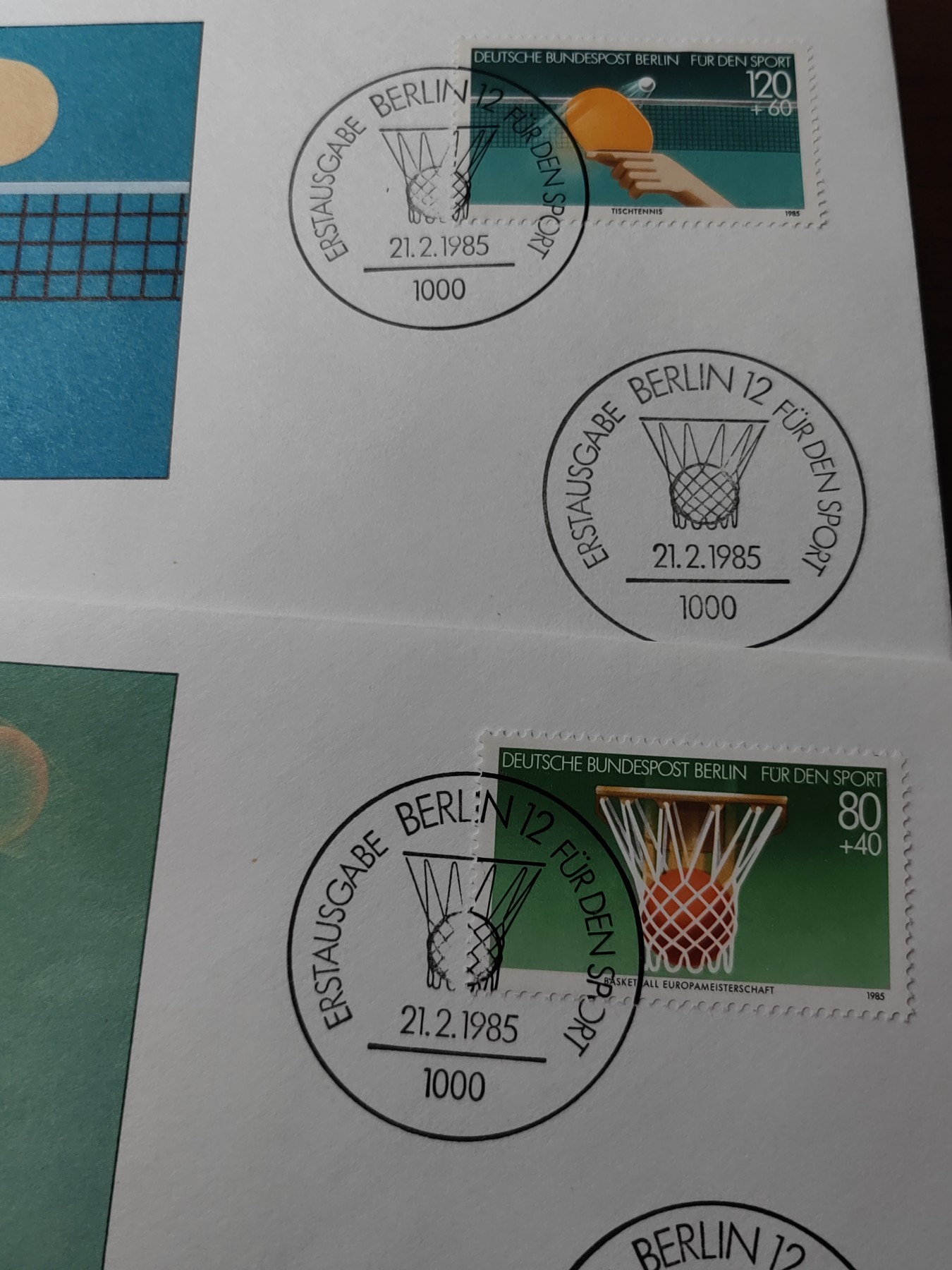 精选邮品专场（秒杀）第①⑨场 德国 柏林1985年 体育运动附捐 篮球 乒乓球 2全
