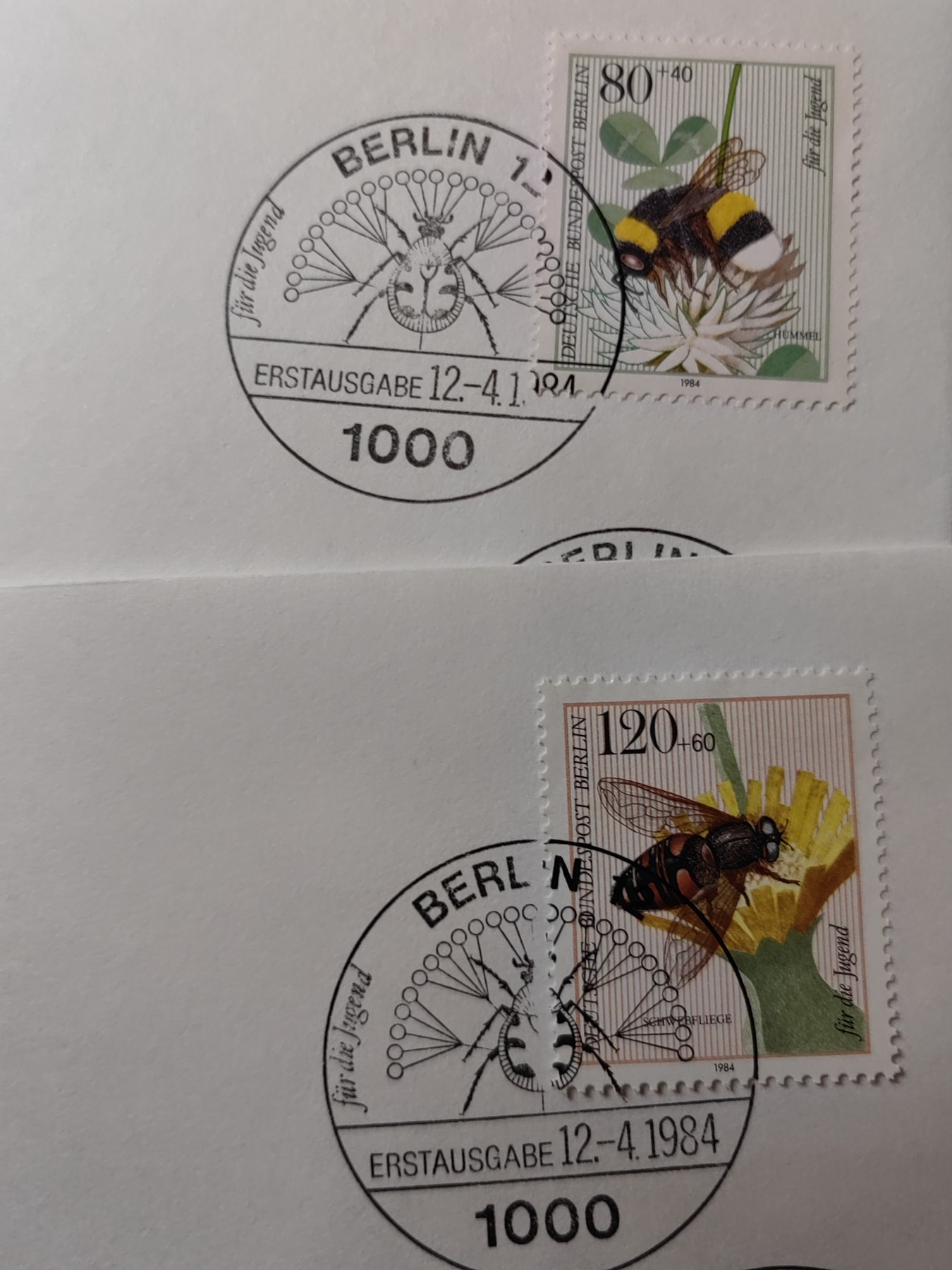 精选邮品专场（秒杀）第①⑨场 德国 西柏林1984年授粉昆虫 蜜蜂 动物 花卉 4全 
