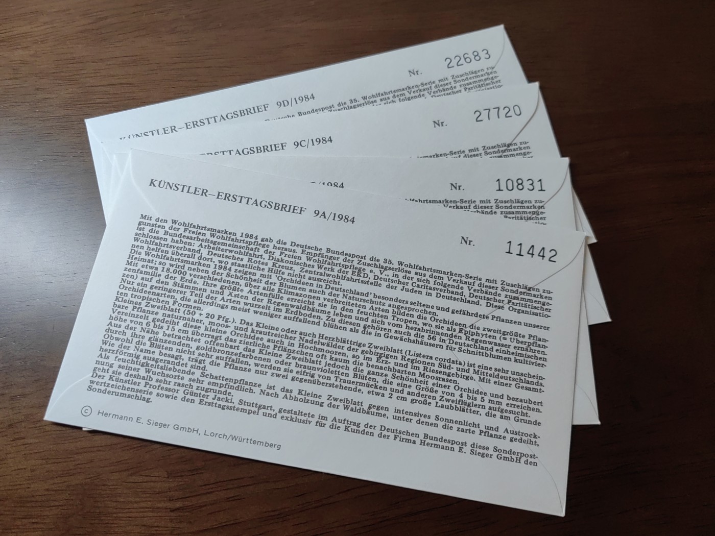精选邮品专场（秒杀）第①⑨场 德国 柏林1984年  花卉 4全