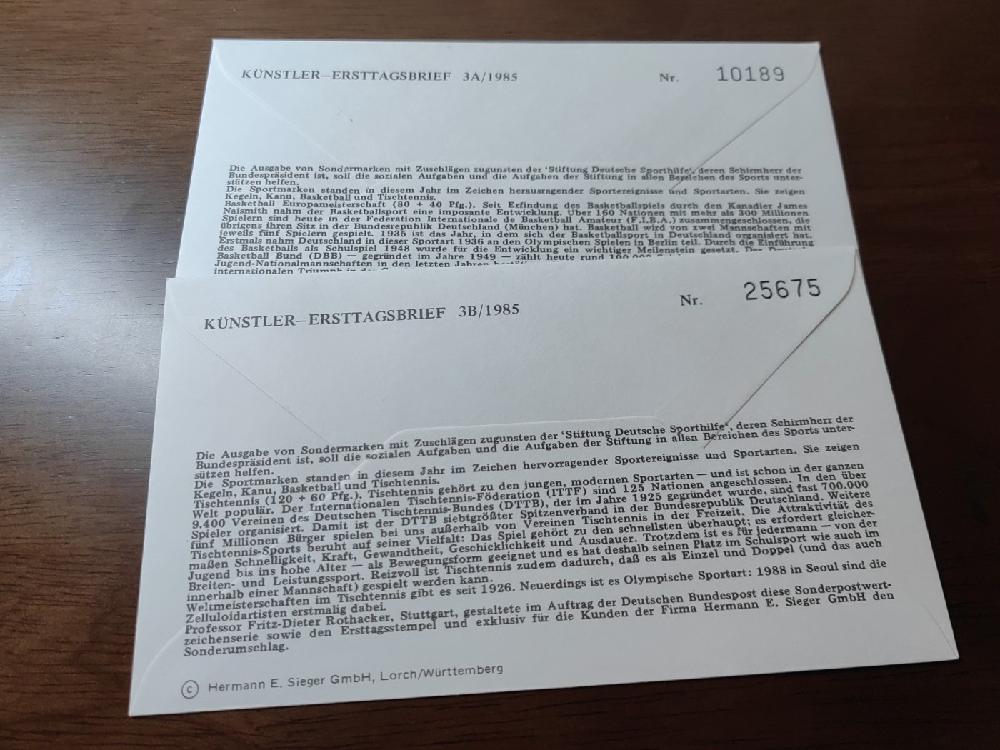 精选邮品专场（秒杀）第①⑨场 德国 柏林1985年 体育运动附捐 篮球 乒乓球 2全