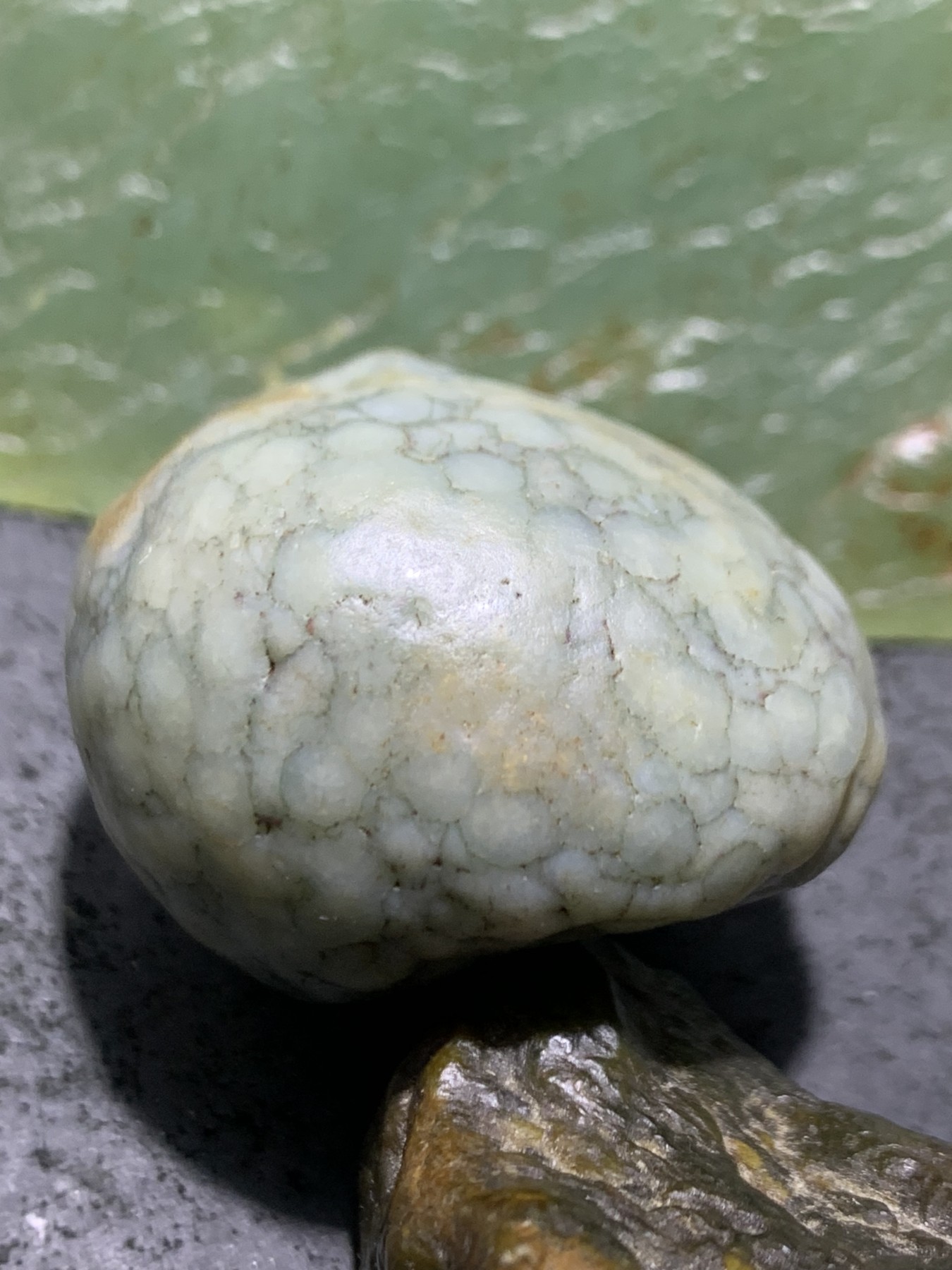 精美阿拉善高玉化地表鱼籽筋脉石原石一颗，