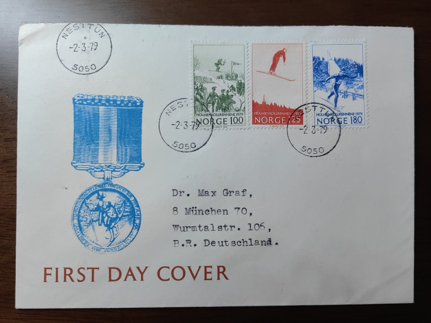 精选邮品专场（秒杀）第①⑨场 挪威  1979 体育 跳台 滑雪 跳雪 雕刻版 3全 首日封
