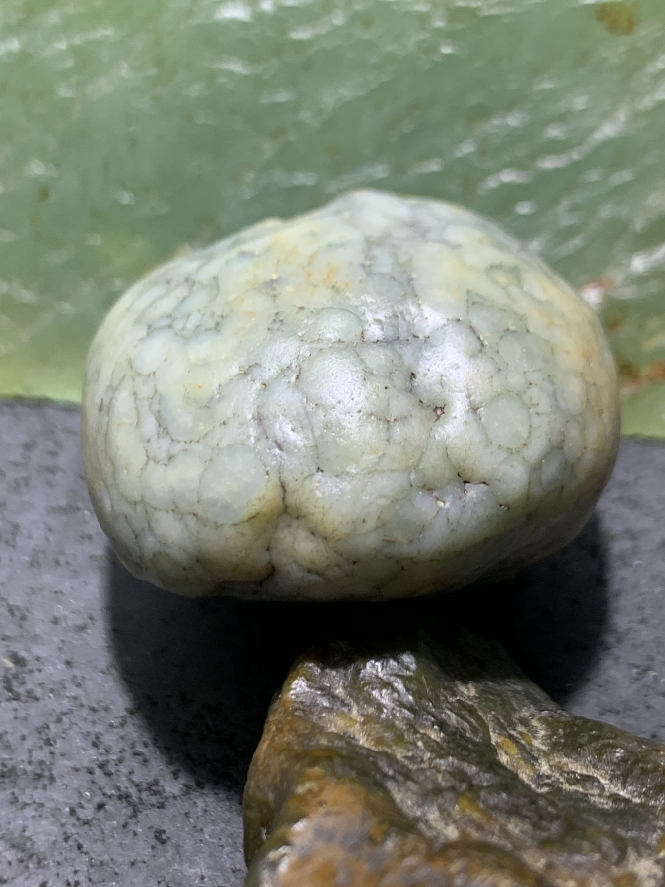 精美阿拉善高玉化地表鱼籽筋脉石原石一颗，