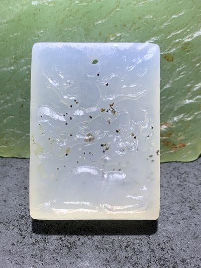 精美高玉化海洋玉髓手工俏色巧雕一路平安意境牌子一个 - 精美高玉化海洋玉髓手工俏色巧雕一路平安意境牌子一个