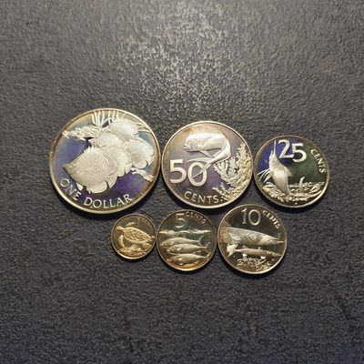 0起1加-纯粹捡漏拍-254套币银币场 - 【稀少】维尔京群岛1985年6枚海洋生物版全银精制套币-套装最大发行量1372（实际套币量更少）