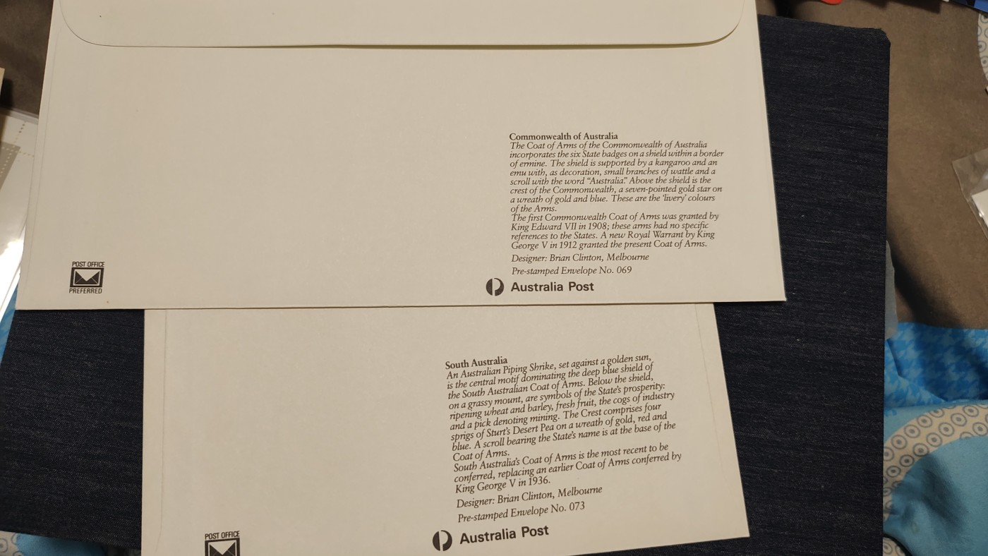 一月邮币社第七期拍卖国际邮票专场 1983年澳大利亚国徽封一对