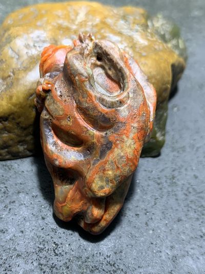 精美亚光北漂战国红玛瑙手工雕刻招财三足金蟾把件（吊坠）一个！ 精美亚光北漂战国红玛瑙手工雕刻招财三足金蟾把件（吊坠）一个！