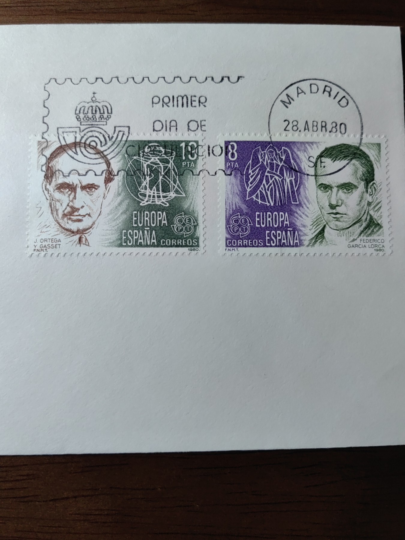 精选邮品专场（秒杀）第①⑨场 西班牙1980年 作家洛尔卡 哲学家加塞特 