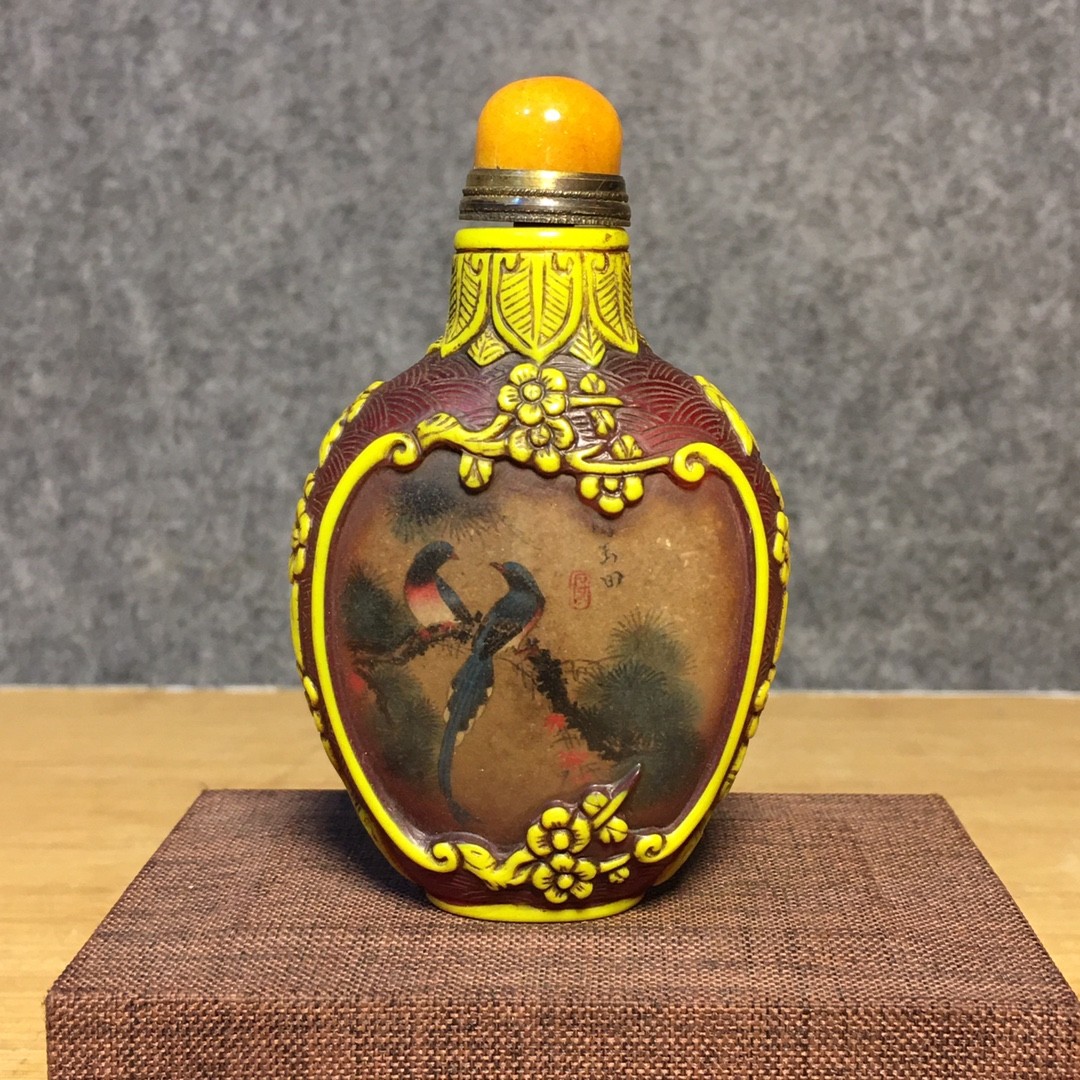 琉璃雕刻内画鼻烟壶， 琉璃雕刻内画鼻烟壶，