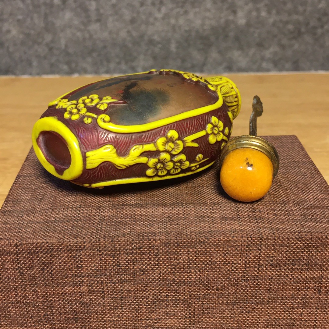 琉璃雕刻内画鼻烟壶， 琉璃雕刻内画鼻烟壶，