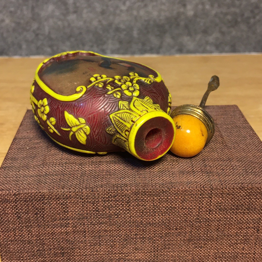 琉璃雕刻内画鼻烟壶， 琉璃雕刻内画鼻烟壶，