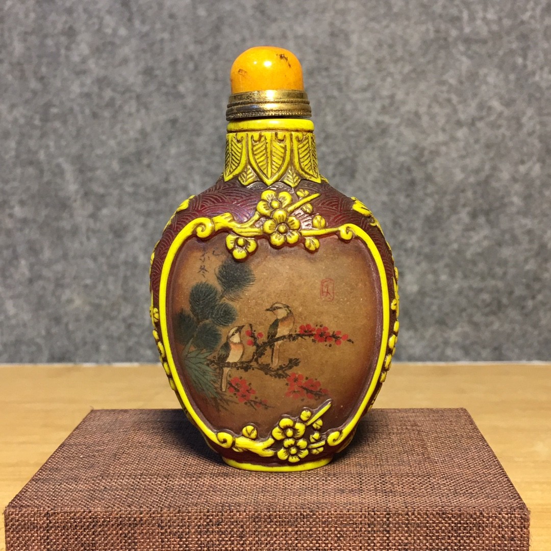 琉璃雕刻内画鼻烟壶， 琉璃雕刻内画鼻烟壶，