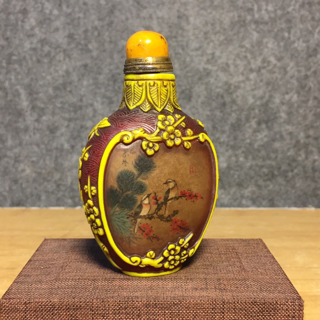 琉璃雕刻内画鼻烟壶， 琉璃雕刻内画鼻烟壶，