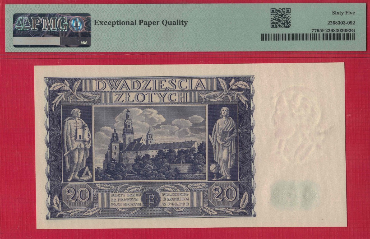 波兰20兹罗提 1936年 无4 乱蛇号 P-77 欧洲纸币 实物图 UNC