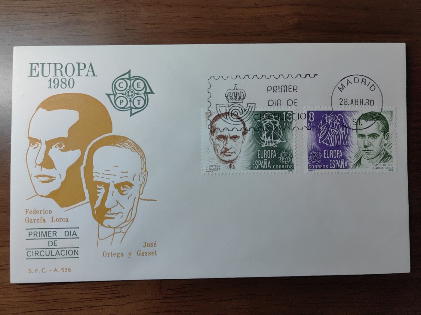 精选邮品专场（秒杀）第①⑨场 西班牙1980年 作家洛尔卡 哲学家加塞特 