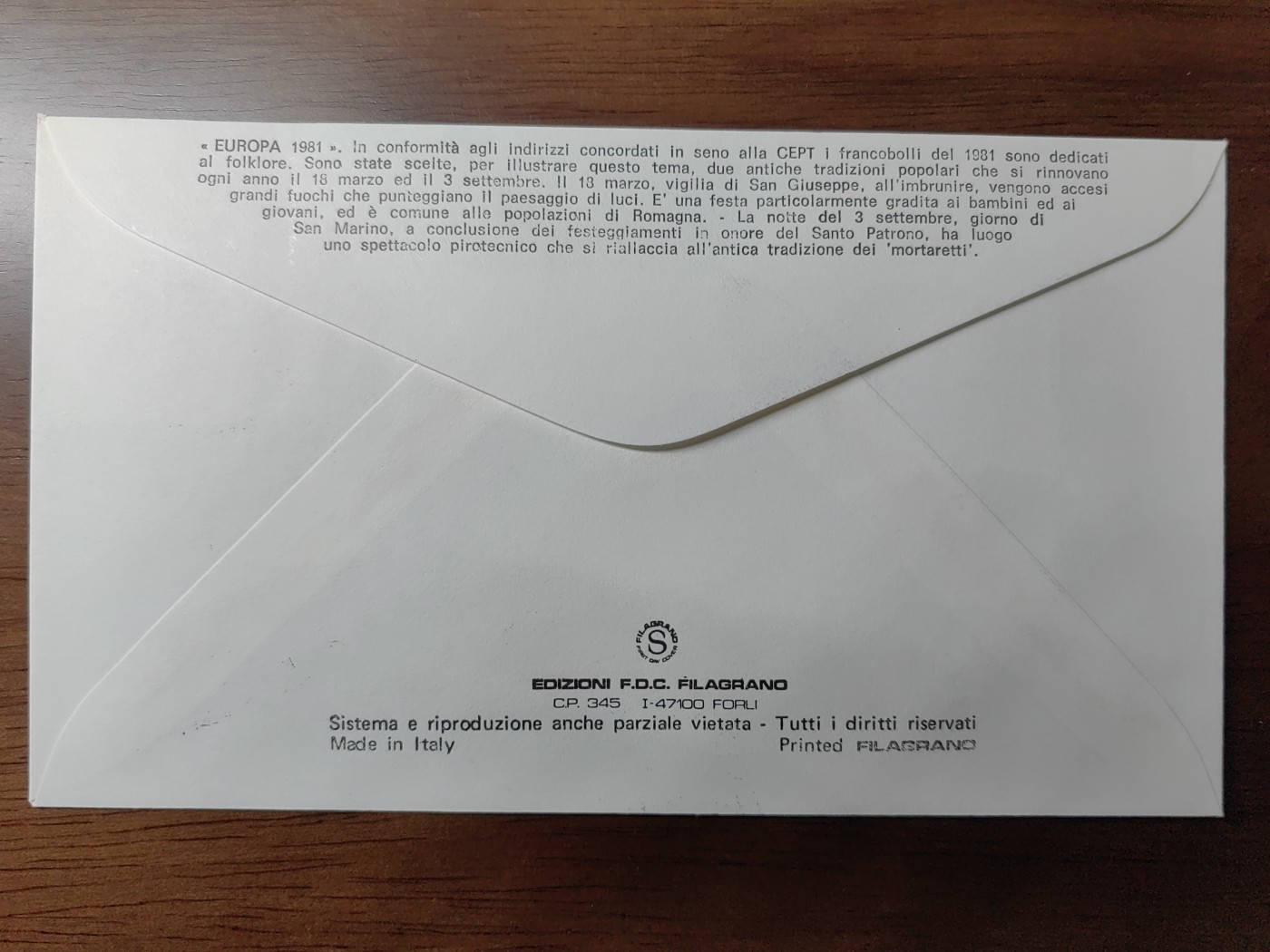 精选邮品专场（秒杀）第①⑨场 圣马力诺1981年 欧罗巴 民间舞蹈 圣约瑟节 烟花篝火 2全