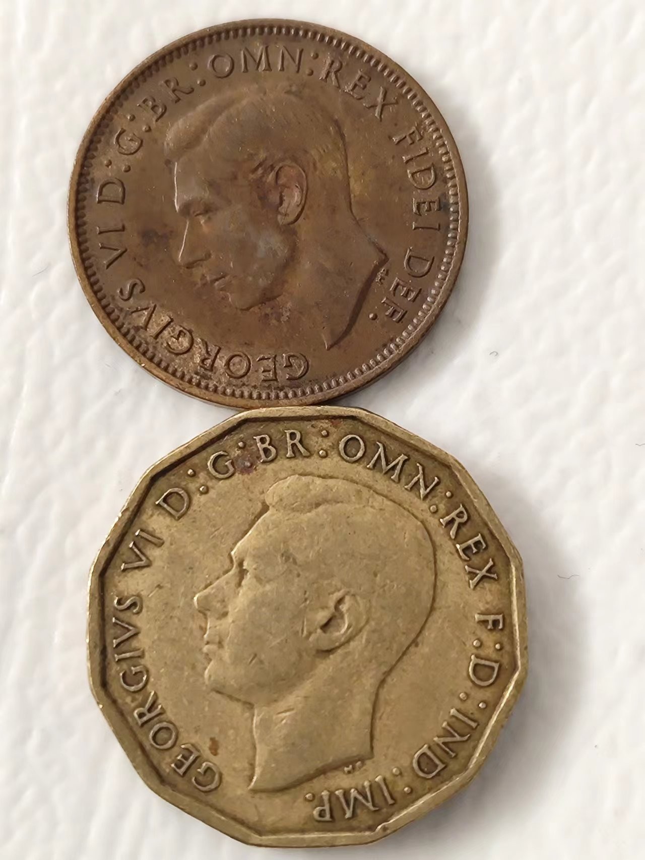 FCO-6-散币-小直径币 乔治六世英国1950年1法新和1940年3便士