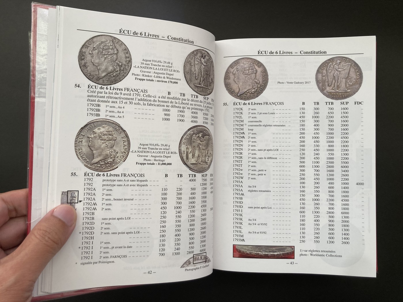 法国1789-2019硬币目录，外面包了一层我自己做的透明书套