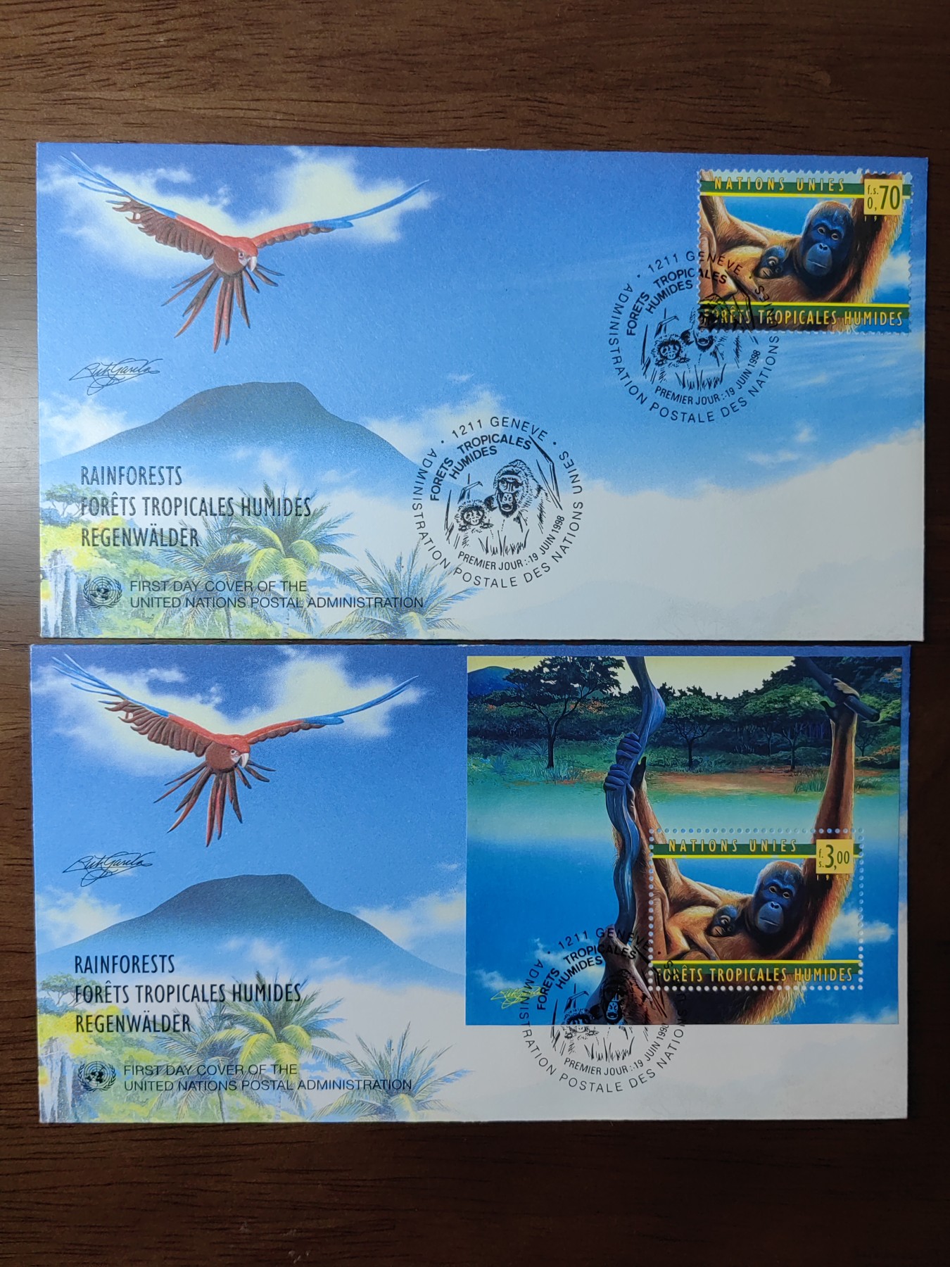 精选邮品专场（秒杀）第①⑨场 联合国日内瓦1998年 野生动物大猩猩