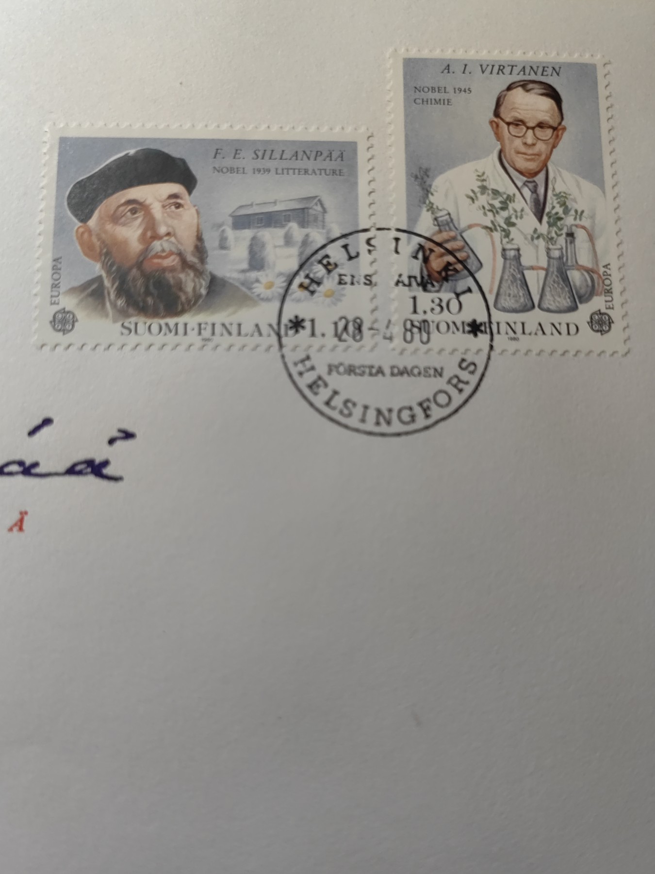 精选邮品专场（秒杀）第①⑨场 芬兰1980诺贝尔文学奖西兰帕 化学奖维尔塔宁2全