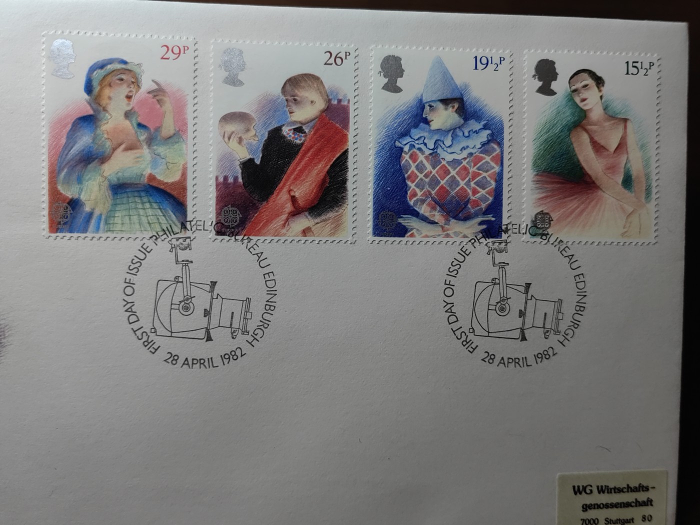 精选邮品专场（秒杀）第①⑨场 英国1982：表演艺术-芭蕾舞、马戏的小丑、戏剧哈姆雷特 4全