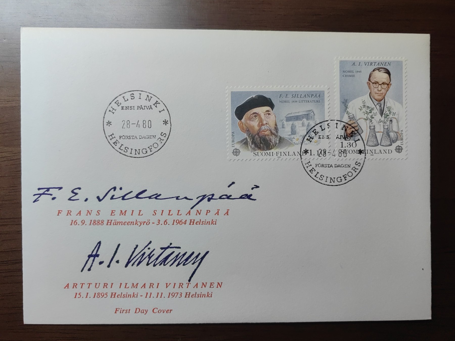 精选邮品专场（秒杀）第①⑨场 芬兰1980诺贝尔文学奖西兰帕 化学奖维尔塔宁2全