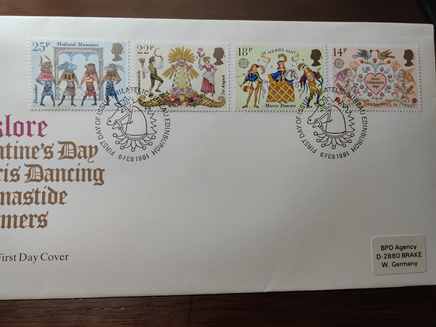 精选邮品专场（秒杀）第①⑨场 1981英国   民间节日 情人节 化装舞会 4全新