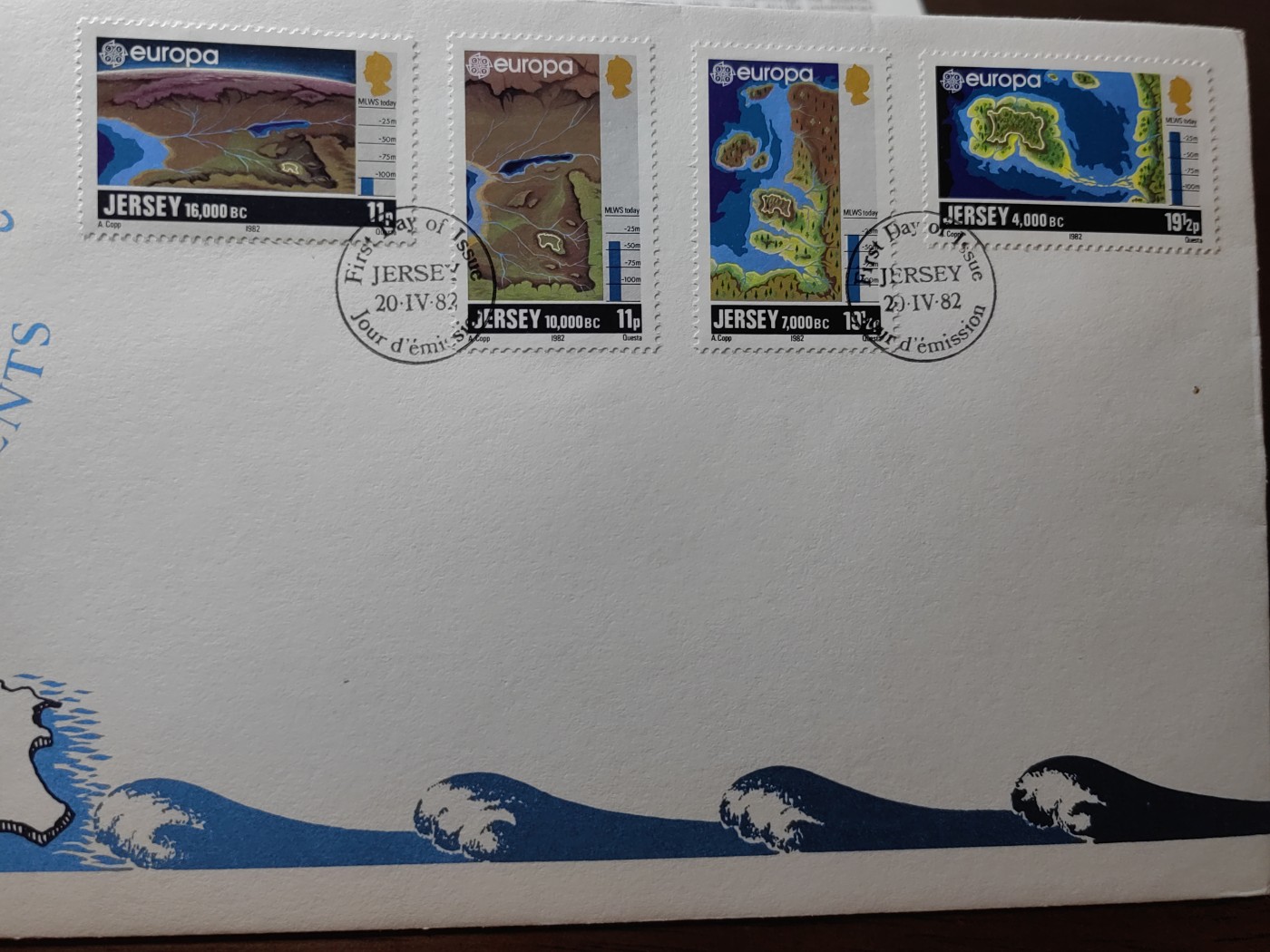 精选邮品专场（秒杀）第①⑨场 泽西岛1982年 航天鸟瞰地理地貌地形图4全