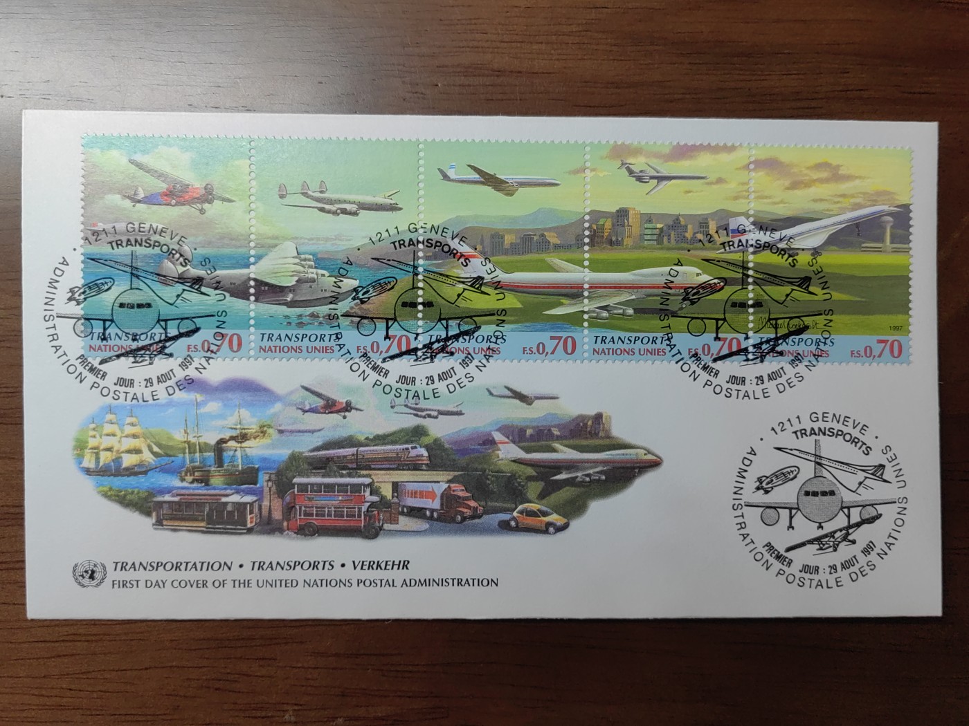 精选邮品专场（秒杀）第①⑨场 联合国维也纳1997 运输 首日封 汽车和火车