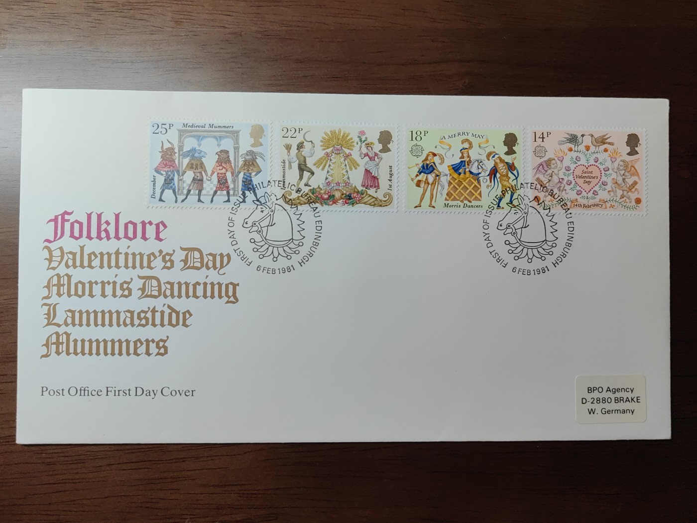 精选邮品专场（秒杀）第①⑨场 1981英国   民间节日 情人节 化装舞会 4全新