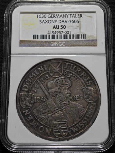 【德藏】世界币章拍卖第52期（全场顺丰包邮） - 1630年 德国萨克森奥格斯堡宗教信纲百年纪念泰勒 NGC AU50