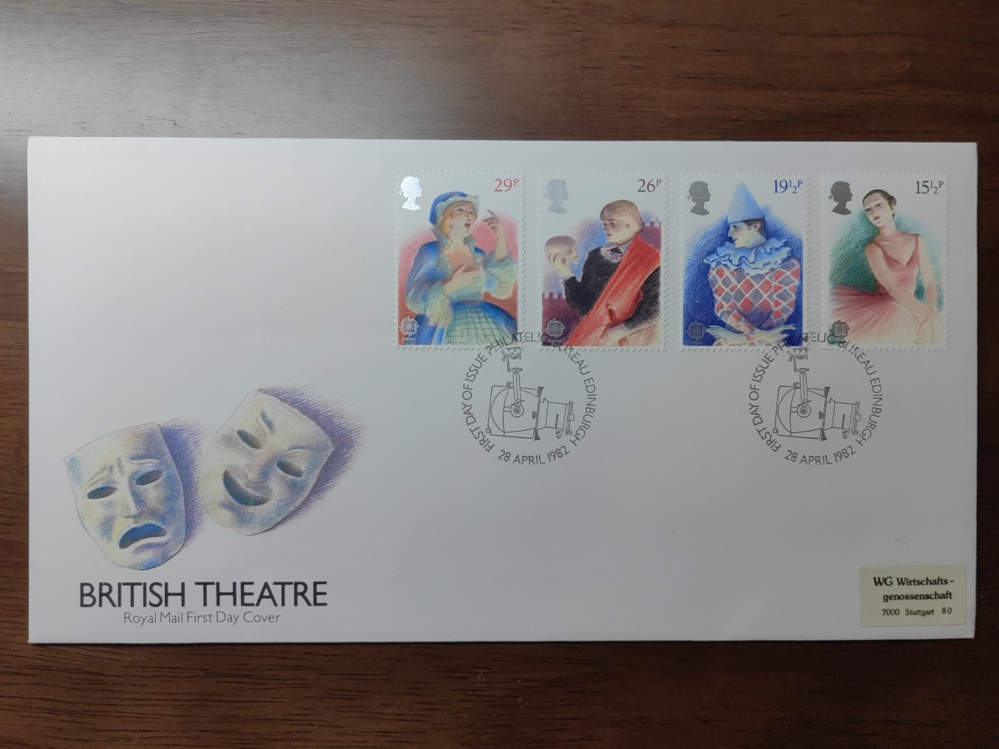 精选邮品专场（秒杀）第①⑨场 英国1982：表演艺术-芭蕾舞、马戏的小丑、戏剧哈姆雷特 4全