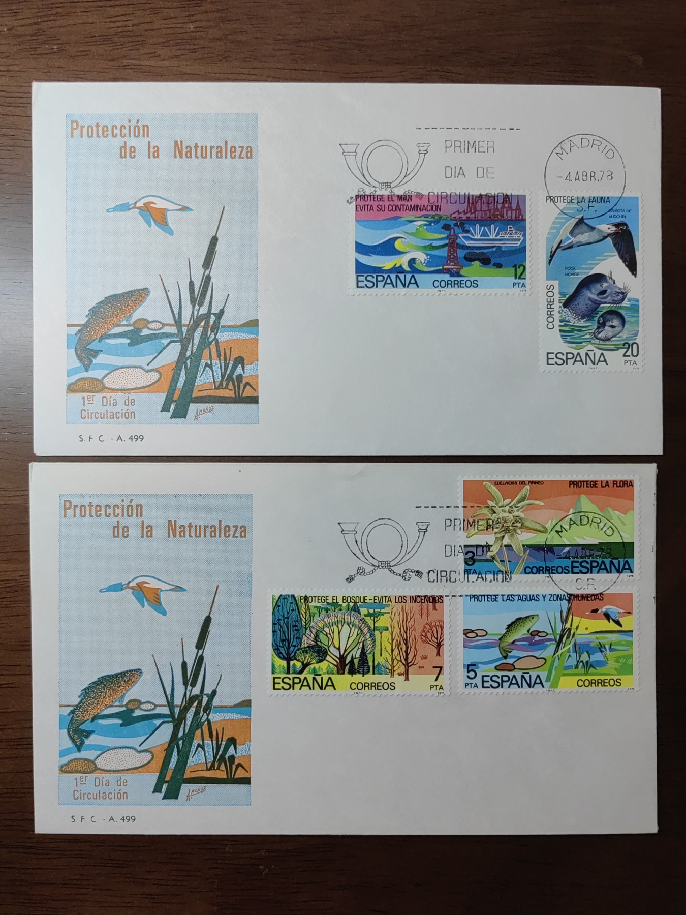 精选邮品专场（秒杀）第①⑨场 西班牙1978年 环保 鸟类动物花卉树林 船 5全