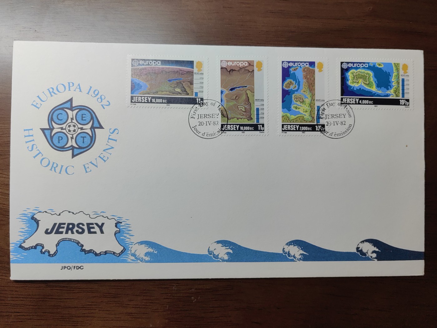 精选邮品专场（秒杀）第①⑨场 泽西岛1982年 航天鸟瞰地理地貌地形图4全