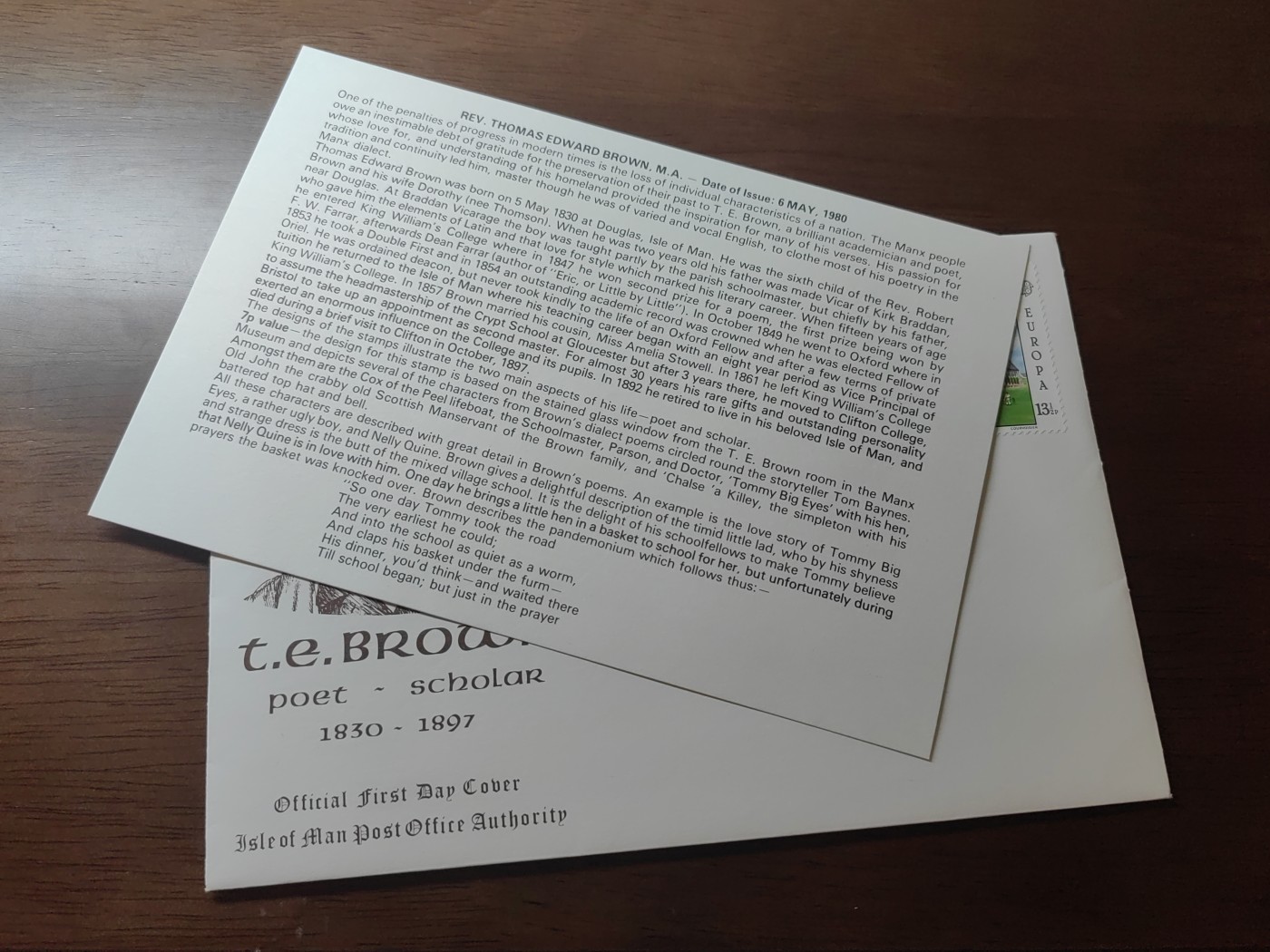 精选邮品专场（秒杀）第①⑨场 马恩岛1980年 名人诗人爱德华布朗 克利夫顿大学 2全