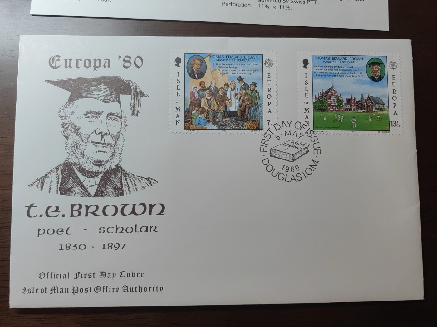 精选邮品专场（秒杀）第①⑨场 马恩岛1980年 名人诗人爱德华布朗 克利夫顿大学 2全