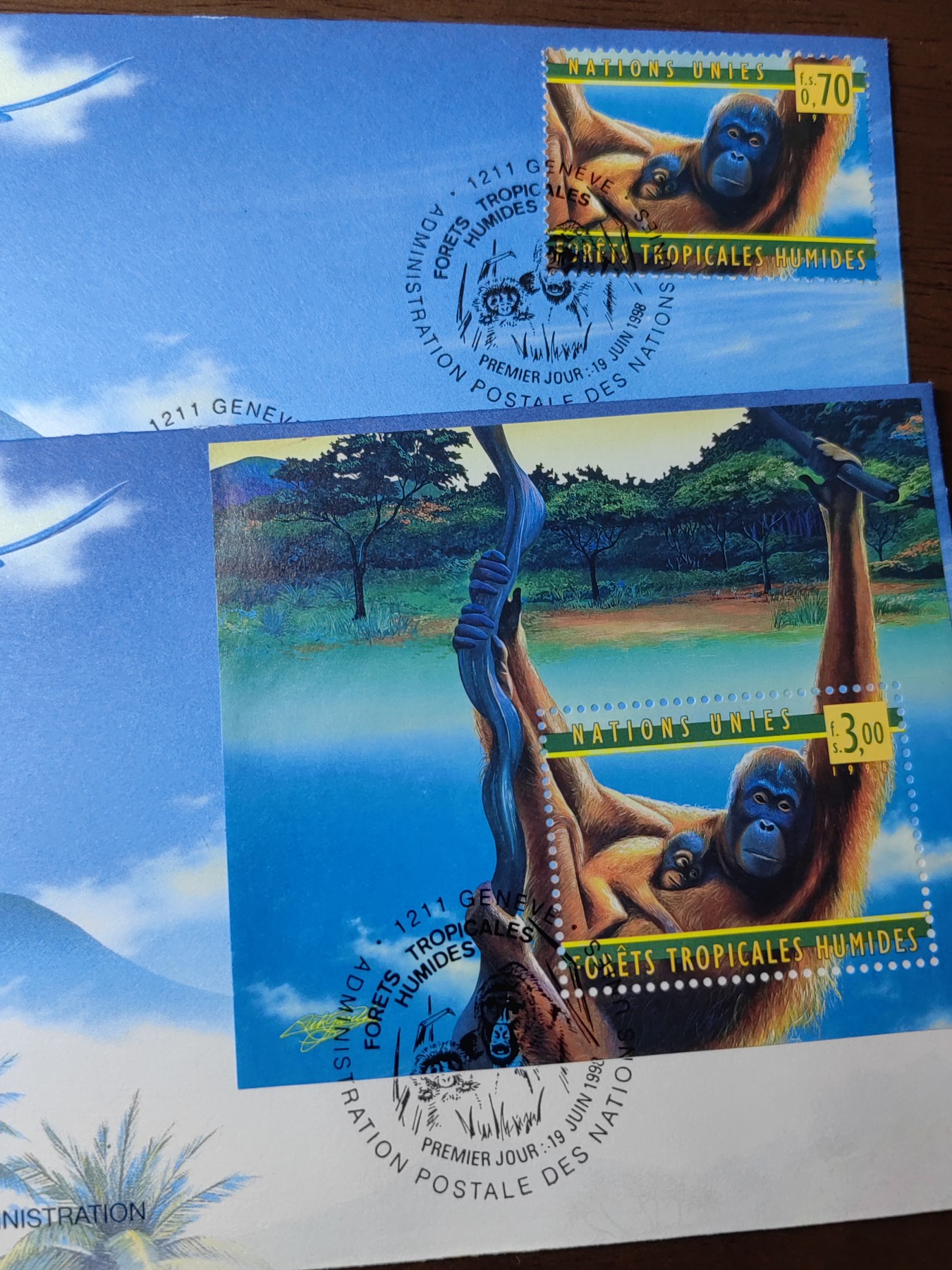 精选邮品专场（秒杀）第①⑨场 联合国日内瓦1998年 野生动物大猩猩