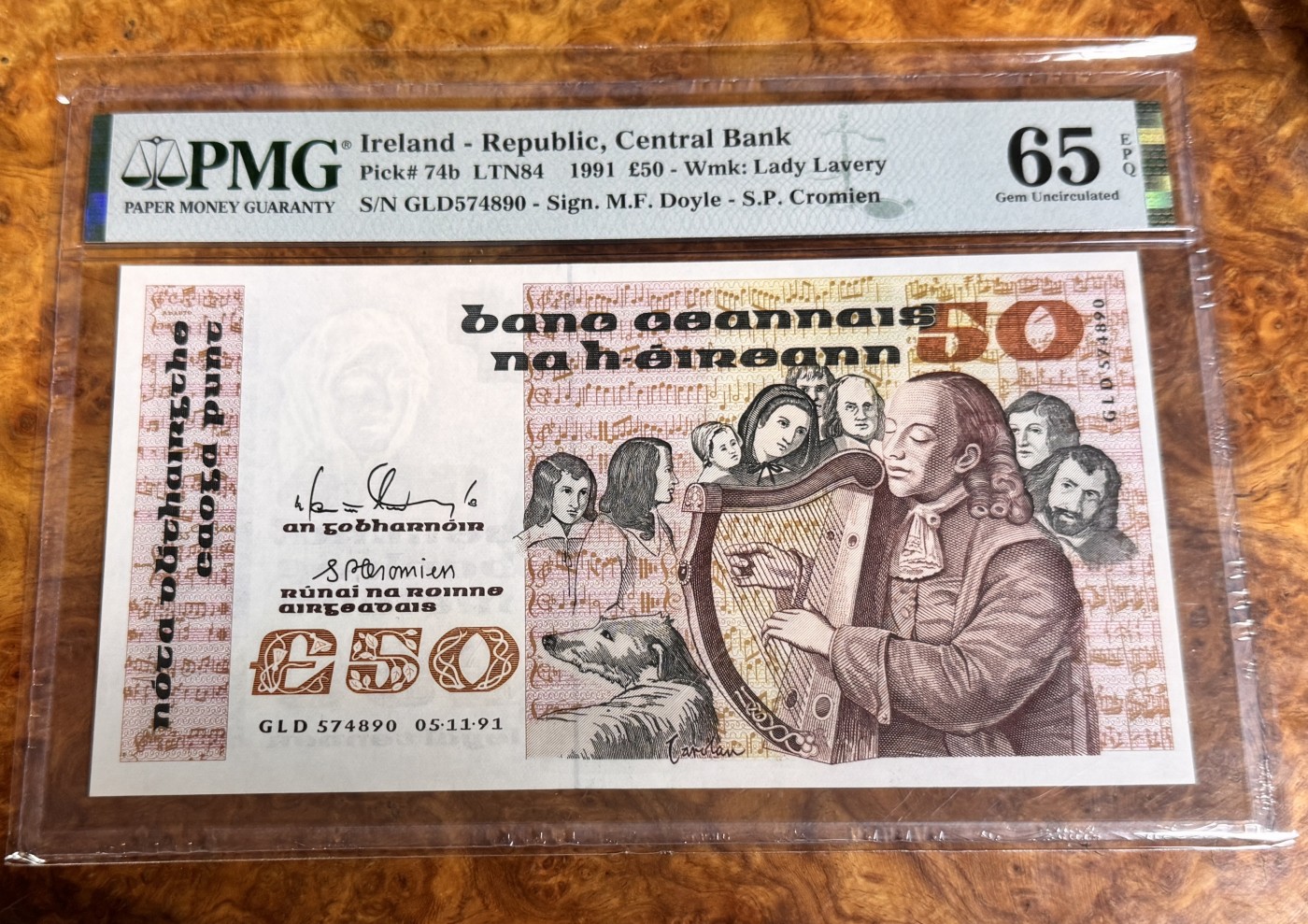 Chase Auction 第25期 - - 外钞、民国钞和人民币混合场！ 1991年爱尔兰50镑，PMG65！盲琴师！