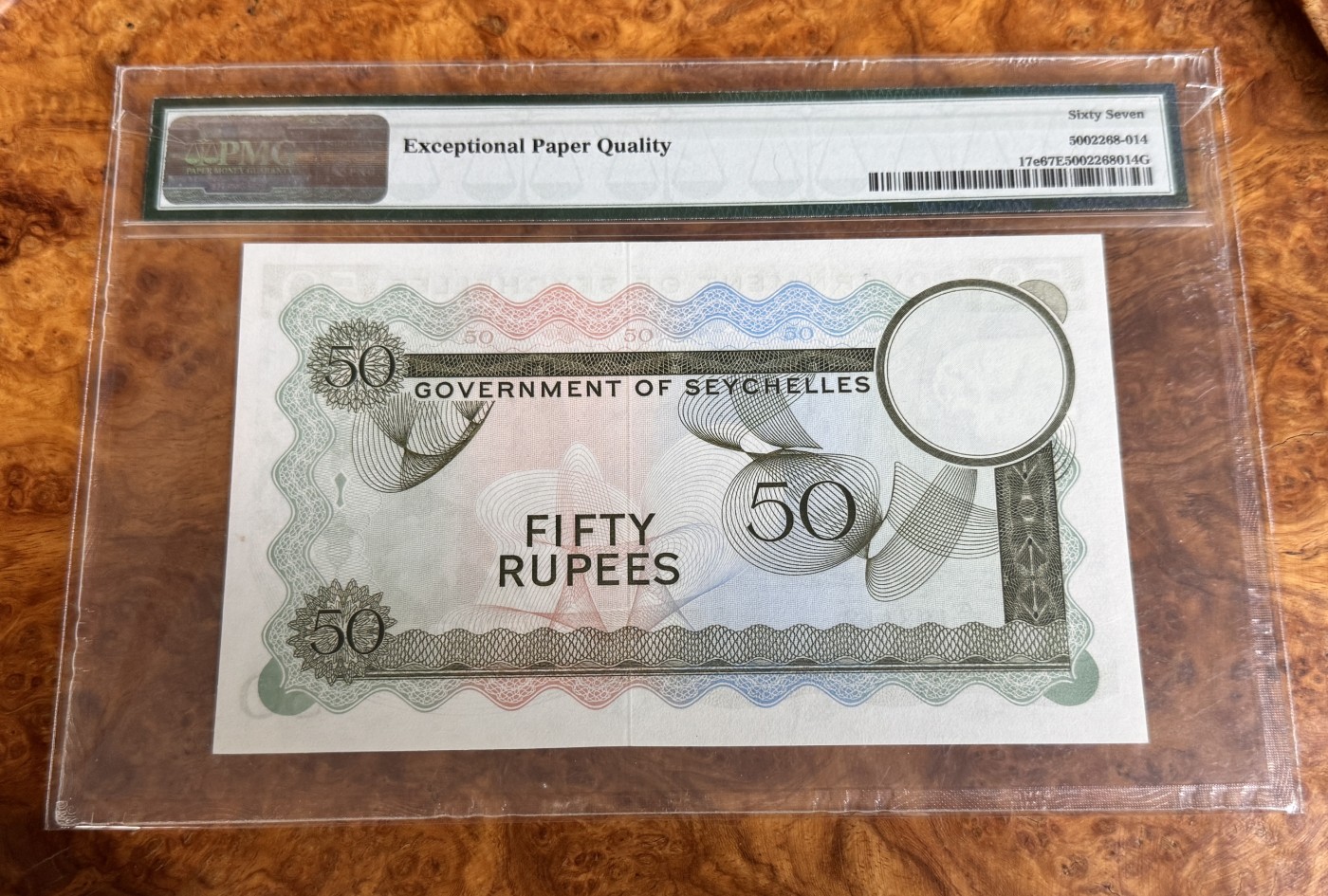 Chase Auction 第25期 - - 外钞、民国钞和人民币混合场！ 1973年塞舌尔50卢比，PMG67！