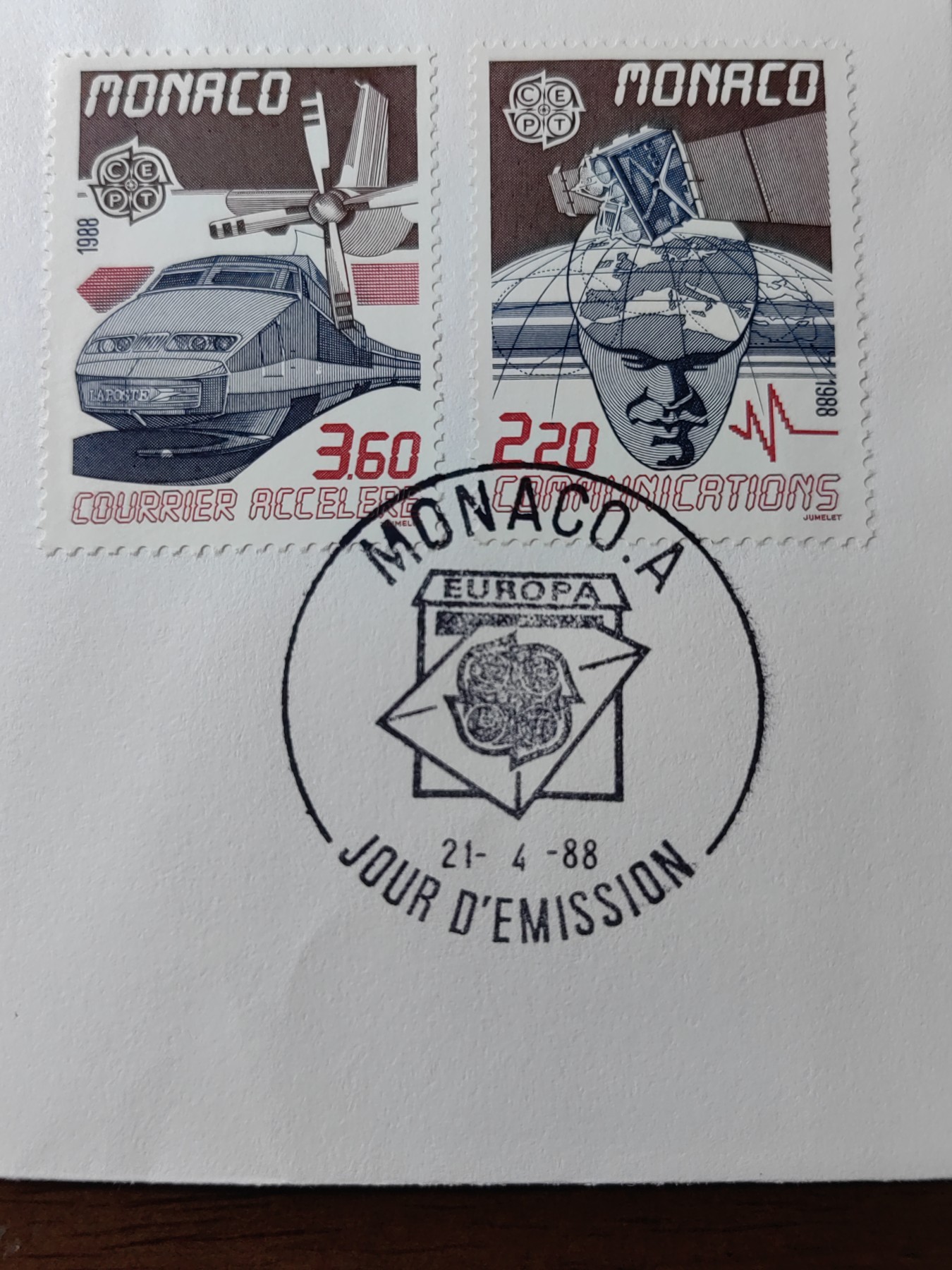 外国精选邮品专场（秒杀）第②①场 摩纳哥1988 交通火车卫星雕刻版2全